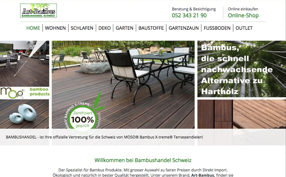 Webcom-CMS Referenz - Spezial Anfertigung rundum Bambus